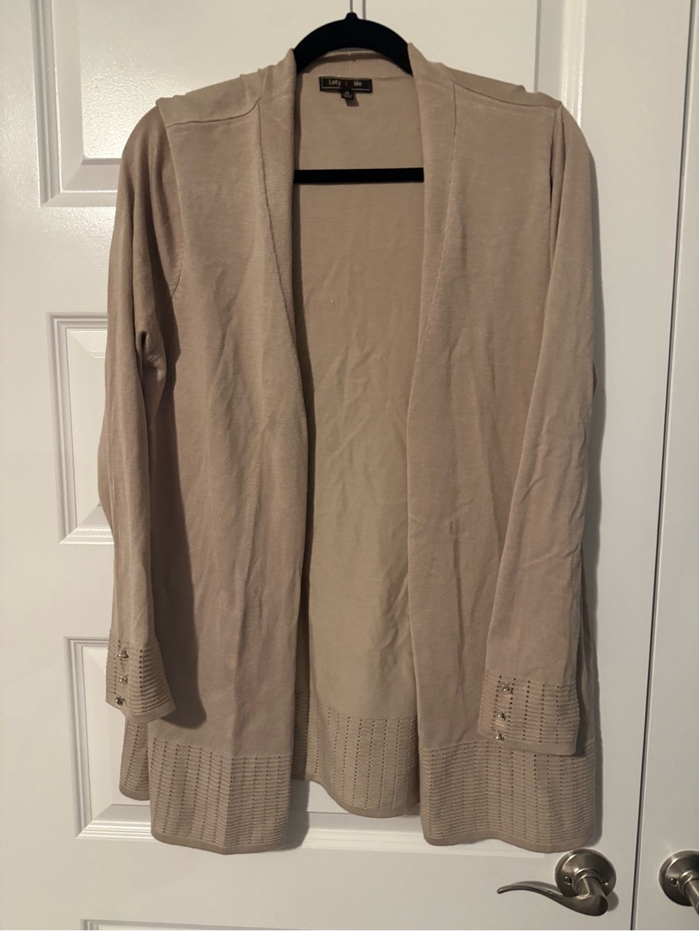 Open-Front Longline Cardigan Sweater - Beige
